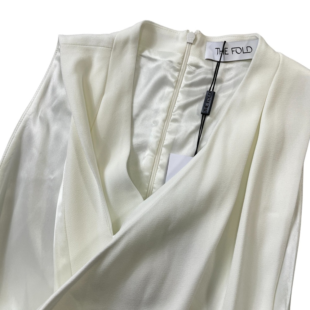 The Fold Ivory 10 NEW w/tags Clever‎ Crepe Cascia Wrap Style Sleeveless Top - Picture 2 of 6